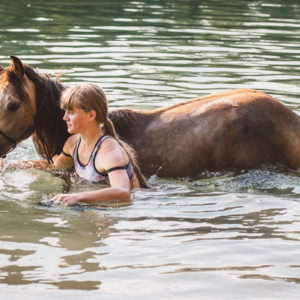 Buitenrit zwemmen met paarden Agios Spyridon Corfu - Griekenland