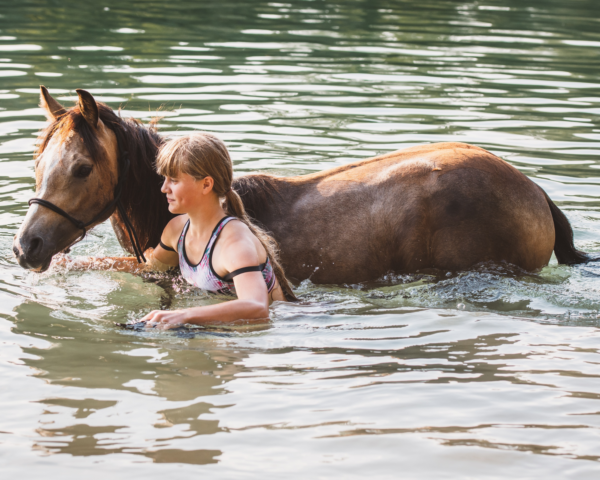 Buitenrit zwemmen met paarden Agios Spyridon Corfu - Griekenland
