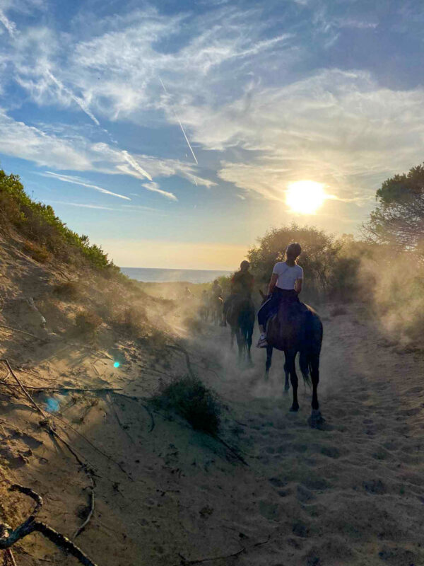 Buitenrit van bos en duinen naar zee Noordwestkust Sardinië - Italië