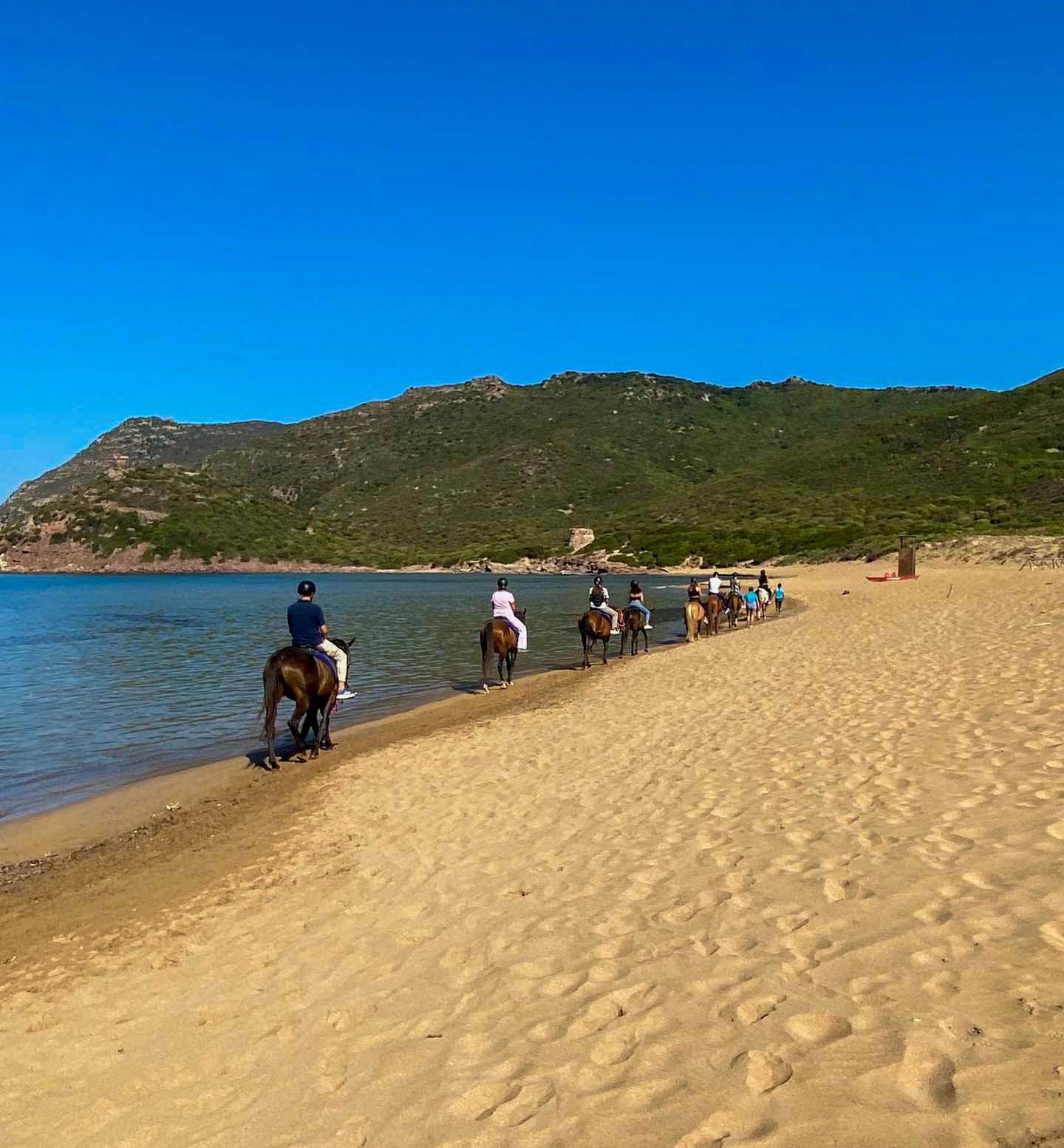 Buitenrit van bos en duinen naar zee Noordwestkust Sardinië - Italië